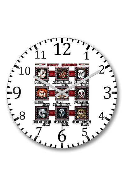 BASKI DÜNYASI Ceas de perete Horror Mega Slashers Sticlă reală curbată