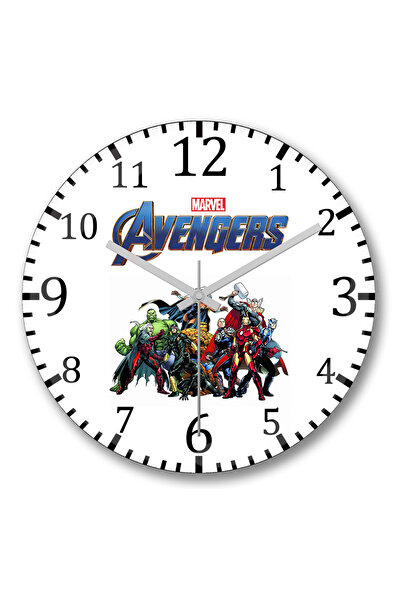 BASKI DÜNYASI ساعة حائط مارفل أفنجرز من الزجاج الحقيقي المنحني