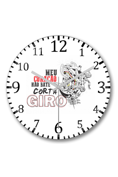 BASKI DÜNYASI Ceas de perete cu design bombat, Meu Coraçao Nao Bate Corta Giros din sticlă autentică.