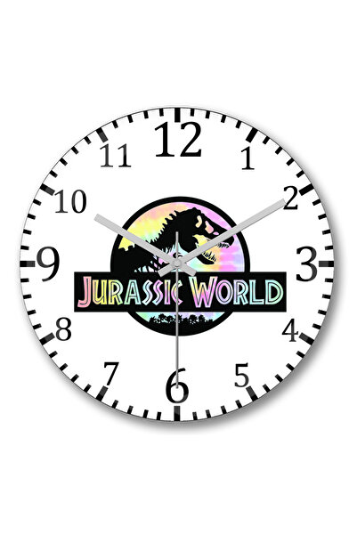 BASKI DÜNYASI Ceas de perete Jurassic World din sticlă autentică bombată