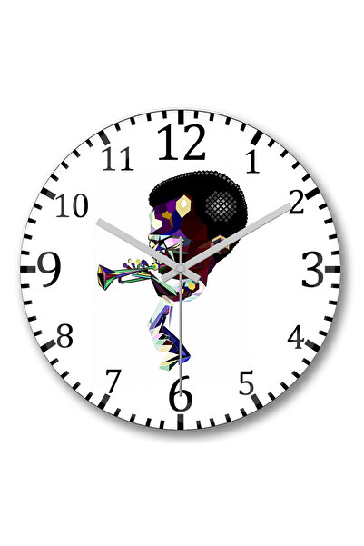 BASKI DÜNYASI ساعة حائط مايلز ديفيس من الزجاج الحقيقي المنحني