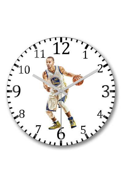 BASKI DÜNYASI ساعة حائط ستيفن كاري من الزجاج الحقيقي المنحني