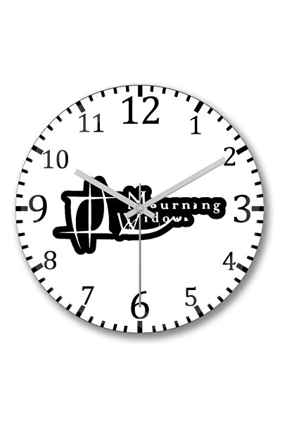 BASKI DÜNYASI ساعة حائط بشعار الأرامل الحداد من الزجاج الحقيقي المنحني