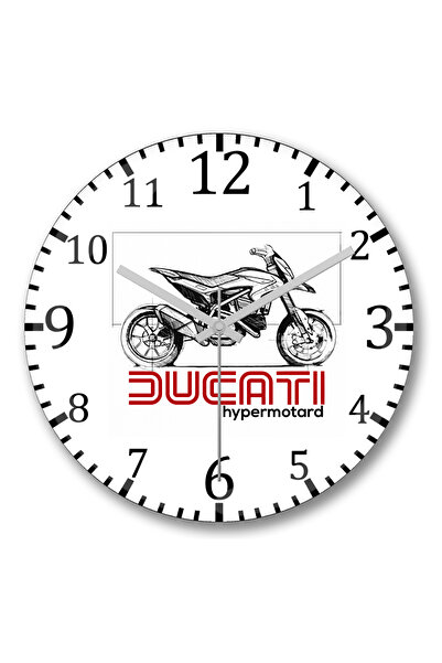 BASKI DÜNYASI ساعة حائط Ducati Hypermotard من الزجاج الحقيقي المنحني