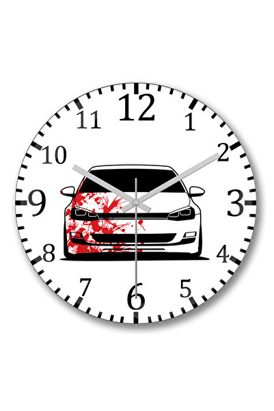 BASKI DÜNYASI ساعة حائط جولف MK7 R7 من الزجاج الحقيقي المنحني