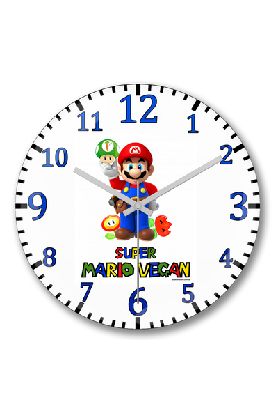 BASKI DÜNYASI ساعة حائط سوبر ماريو نباتية من الزجاج الحقيقي المنحني