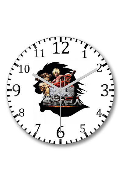 BASKI DÜNYASI ساعة حائط Attack On Titan من الزجاج الحقيقي المنحني