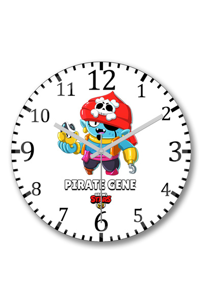 BASKI DÜNYASI Ceas de perete Brawl Stars Pirate Gene din sticlă autentică bom...