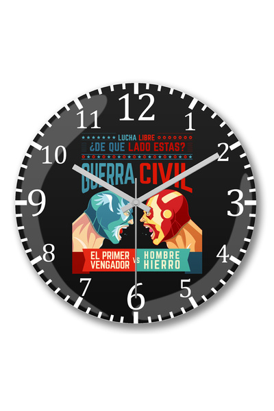 BASKI DÜNYASI Ceas de perete Lucha Libre Cap și Iron Man din sticlă autentică...