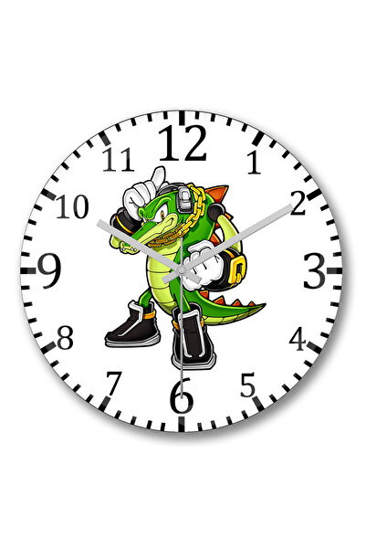 BASKI DÜNYASI Ceas de perete Gator Crocodile 02 din sticlă autentică bombată