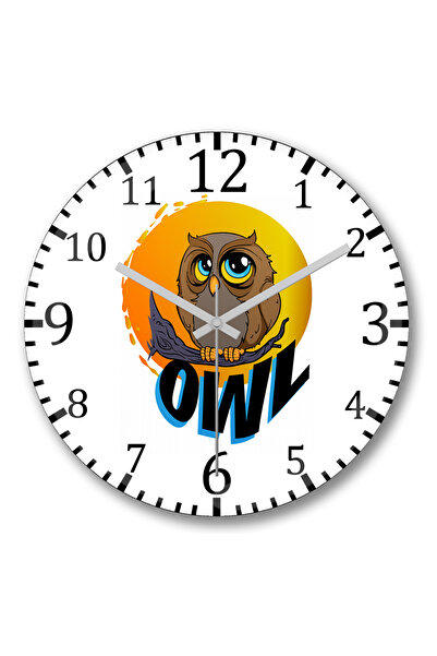 BASKI DÜNYASI ساعة حائط على شكل بومة بومة من الزجاج الحقيقي