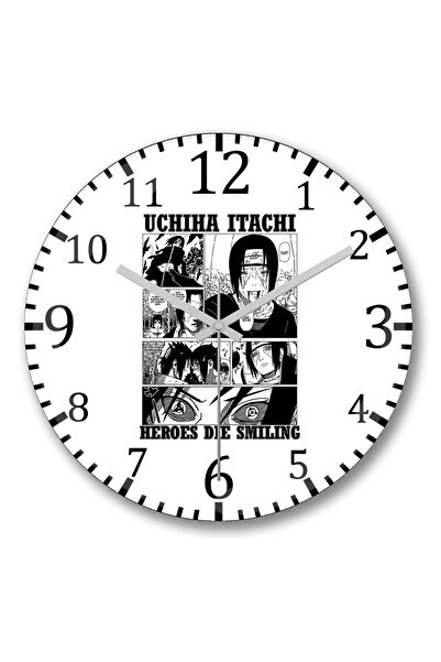 BASKI DÜNYASI ساعة حائط Itachi Uchiha Naruto Shippuden من الزجاج الحقيقي المنحني