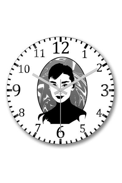 BASKI DÜNYASI ساعة حائط أودري هيبورن من الزجاج الحقيقي المنحني