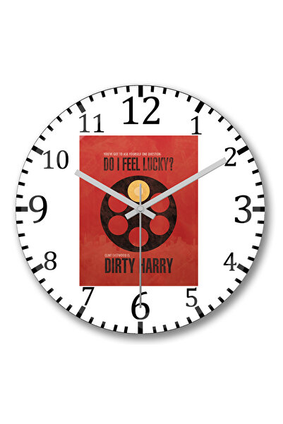 BASKI DÜNYASI Ceas de perete Dirty Harry din sticlă autentică bombată