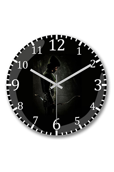 BASKI DÜNYASI ساعة حائط Arqueiro Verde من الزجاج الحقيقي المنحني