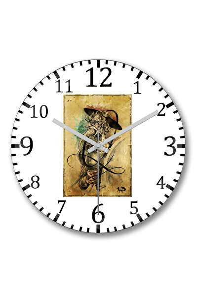 BASKI DÜNYASI ساعة حائط دوم كيشوت من الزجاج الحقيقي المنحني