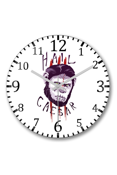 BASKI DÜNYASI Ceas de perete Planet Of The Apes Hail Caesar din sticlă autent...
