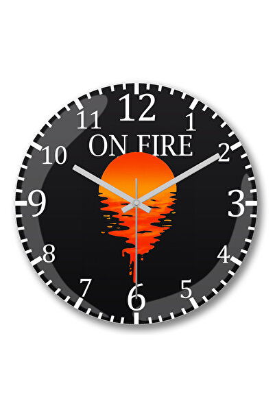 BASKI DÜNYASI ساعة حائط مشتعلة من الزجاج الحقيقي المنحني