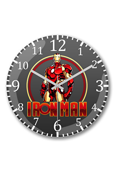 BASKI DÜNYASI ساعة حائط الرجل الحديدي من الزجاج الحقيقي المنحني