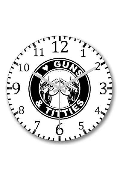 BASKI DÜNYASI Ceas de perete I Love Guns1 din sticlă autentică bombată