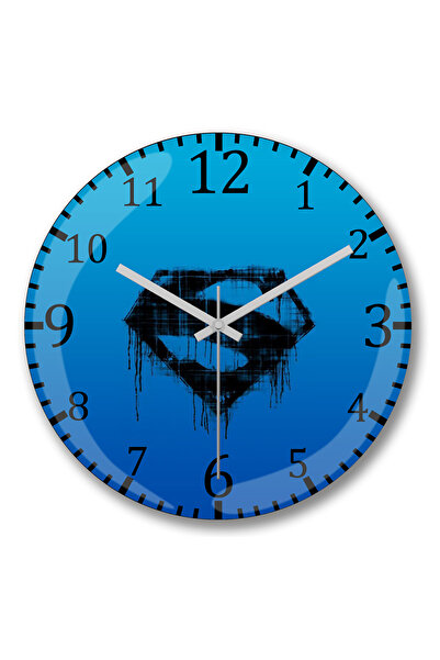 BASKI DÜNYASI ساعة حائط سوبر مان 2 من الزجاج الحقيقي المنحني