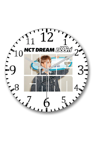 BASKI DÜNYASI ساعة حائط Nct Dream Haechan We Boom من الزجاج الحقيقي المنحني