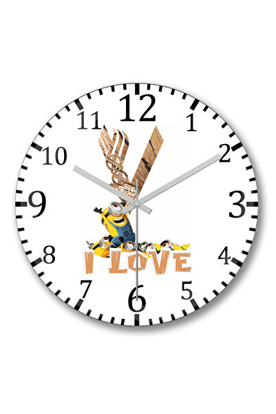 BASKI DÜNYASI Ceas de perete I Love Vikings Minions din sticlă autentică bombată