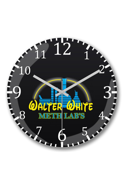 BASKI DÜNYASI ساعة حائط Meth Labs من الزجاج الحقيقي المنحني