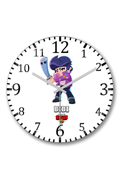 BASKI DÜNYASI ساعة حائط براول ستارز بيبي من الزجاج الحقيقي المنحني