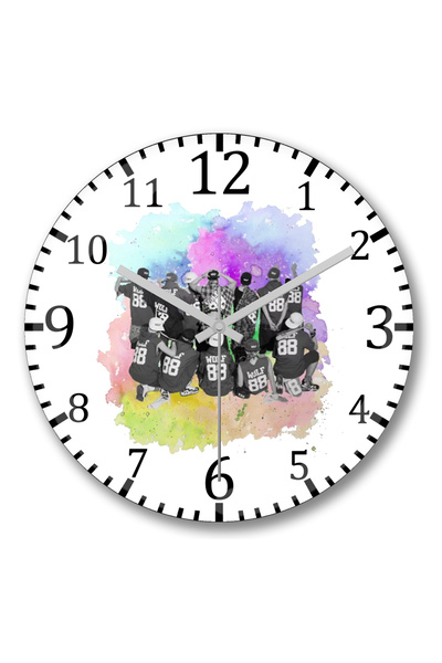 BASKI DÜNYASI ساعة حائط إكسو وولفز من الزجاج الحقيقي المنحني