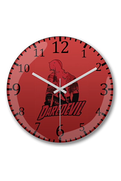 BASKI DÜNYASI ساعة حائط Marvel's Daredevil من الزجاج الحقيقي المنحني