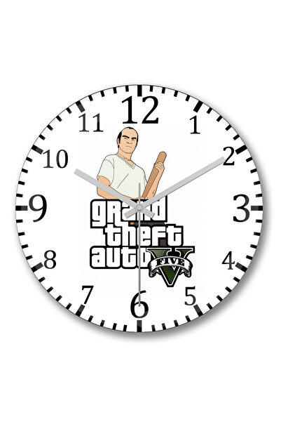 BASKI DÜNYASI ساعة حائط Gta V تريفور من الزجاج الحقيقي المنحني