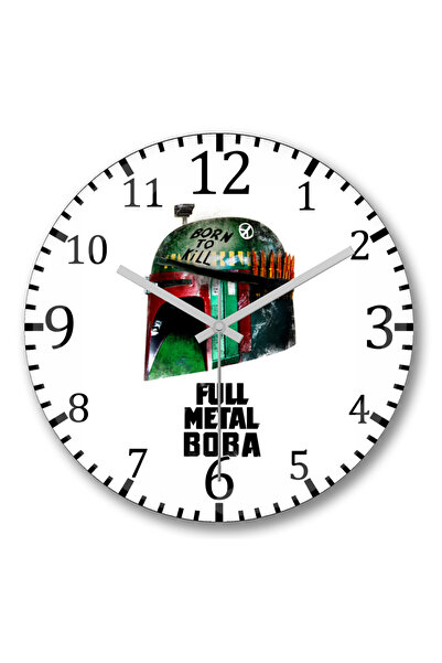 BASKI DÜNYASI ساعة حائط بوبا فيت معدنية كاملة من الزجاج الحقيقي