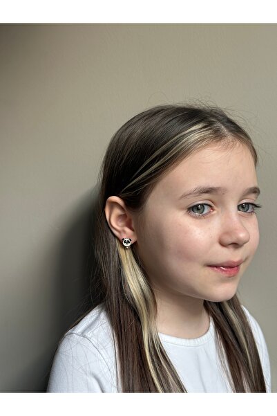 LITTLELUXE Panda Gümüş Çocuk Küpe, 925 Ayar Gümüş Kız Çocuk Küpe, Çocuk Gümüş Küpe