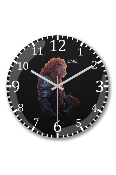BASKI DÜNYASI ساعة حائط الأسد الملك من الزجاج الحقيقي المنحني