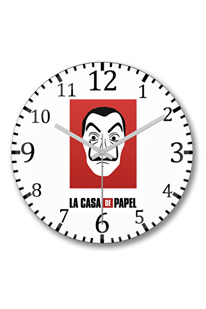 BASKI DÜNYASI ساعة حائط La Casa de Papel8 من الزجاج الحقيقي المنحني