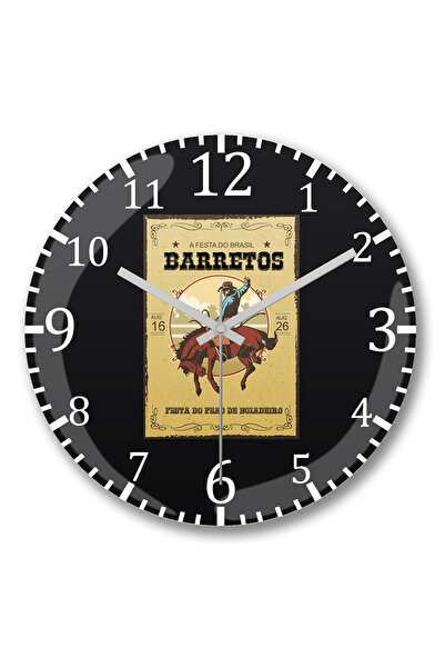BASKI DÜNYASI ساعة حائط Festa de Barretos Sp من الزجاج الحقيقي المنحني