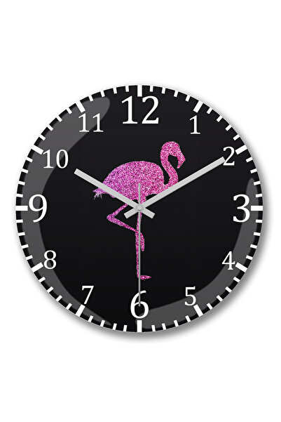 BASKI DÜNYASI ساعة حائط فلامينجو 3 من الزجاج الحقيقي المنحني