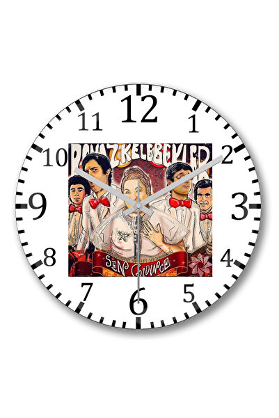 BASKI DÜNYASI Ceas de perete Hababa Class White Butterflies din sticlă autent...