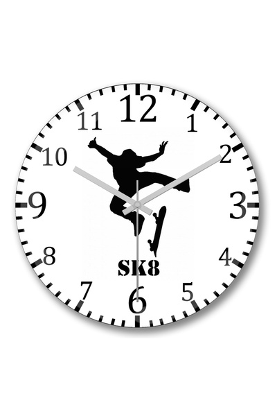 BASKI DÜNYASI Ceas de perete Skate Skateboard din sticlă autentică bombată