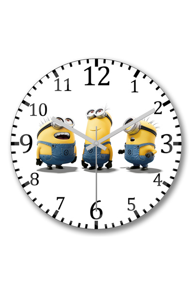 BASKI DÜNYASI ساعة حائط مينيونز من الزجاج الطبيعي المنحني