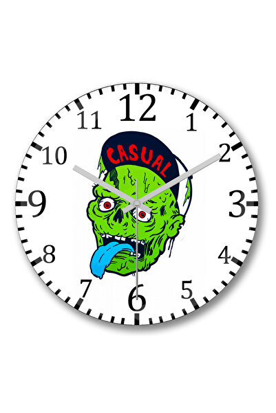 BASKI DÜNYASI ساعة حائط كاجوال من زومبي من الزجاج الحقيقي
