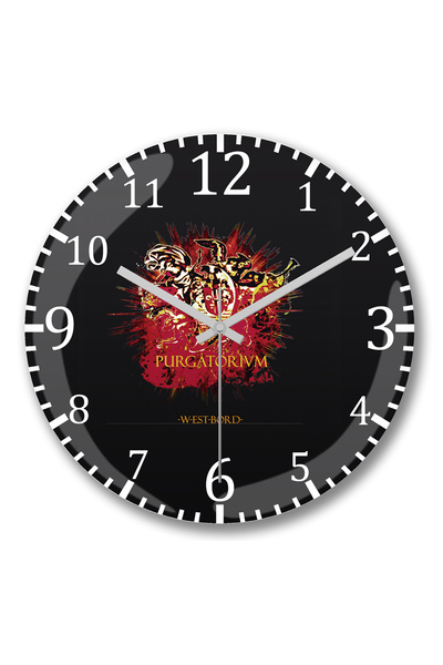 BASKI DÜNYASI ساعة حائط Purgatorivm من الزجاج الحقيقي المنحني
