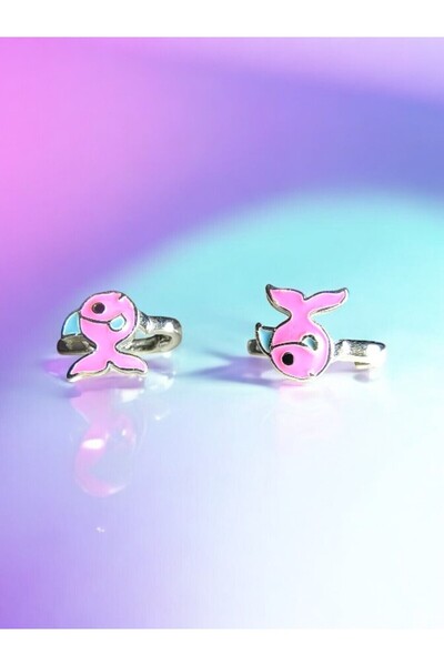 LITTLELUXE Sevimli Balık Gümüş Çocuk Küpe, 925 Ayar Gümüş Kız Çocuk Küpe, Çocuk Gümüş Küpe, Çocuk J Küpe