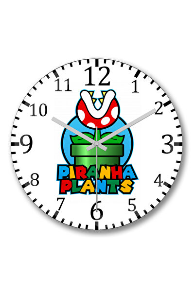 BASKI DÜNYASI ساعة حائط سوبر ماريو بيرانها بلانتا من الزجاج الحقيقي المنحني