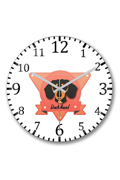 BASKI DÜNYASI ساعة حائط Daschshund Coleçao Raças Pug Dog من الزجاج الحقيقي ال...