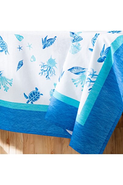 Madame Coco Cornella Masa Örtüsü  150x250 cm Mavi/Beyaz