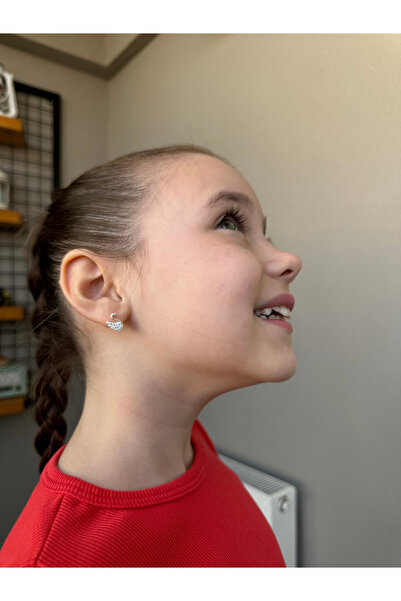 LITTLELUXE Zirkon Taşlı Kuğu Gümüş Çocuk Küpe, 925 Ayar Gümüş Kız Çocuk Küpe, Çocuk Gümüş Küpe