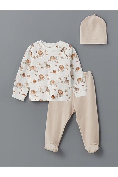 LC Waikiki Crew Neck Printed Baby Boy Hospital Set