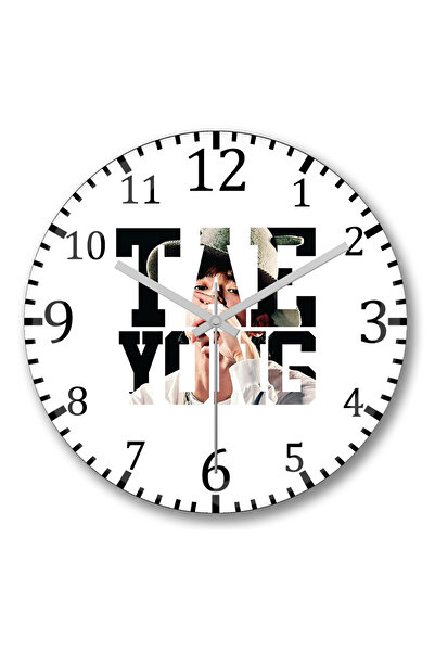 BASKI DÜNYASI NCT 127 Taeyong ساعة حائط لا حدود لها من الزجاج الحقيقي المنحني